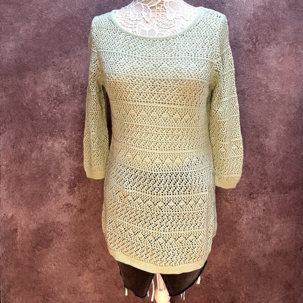 Karissa & Me Mint Green Crochet Sweater NWT